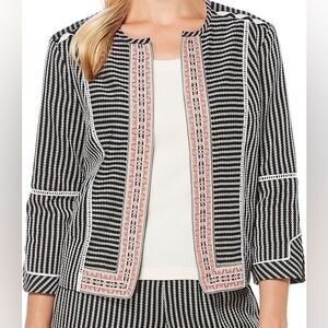 Rafaella Women's Petite Woven Stripe Jacket - Black, Size M